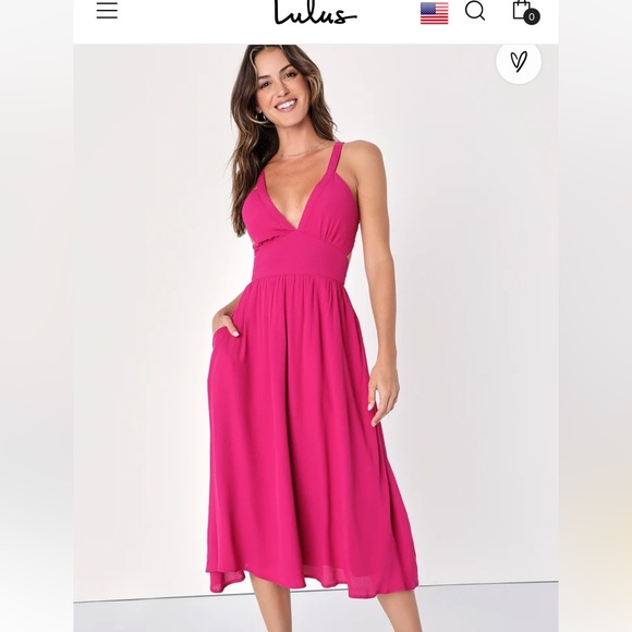 Lulu's Dresses Nwt Lulus Magenta Tie Back Midi Dress Poshmark